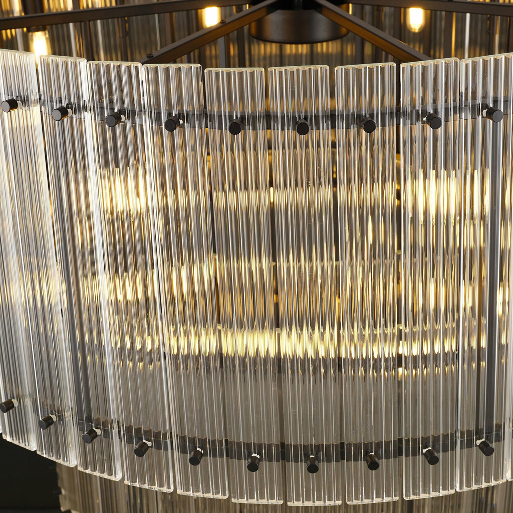 37 Inch Ribbed Glass Two-Tier Chandelier - San Marco