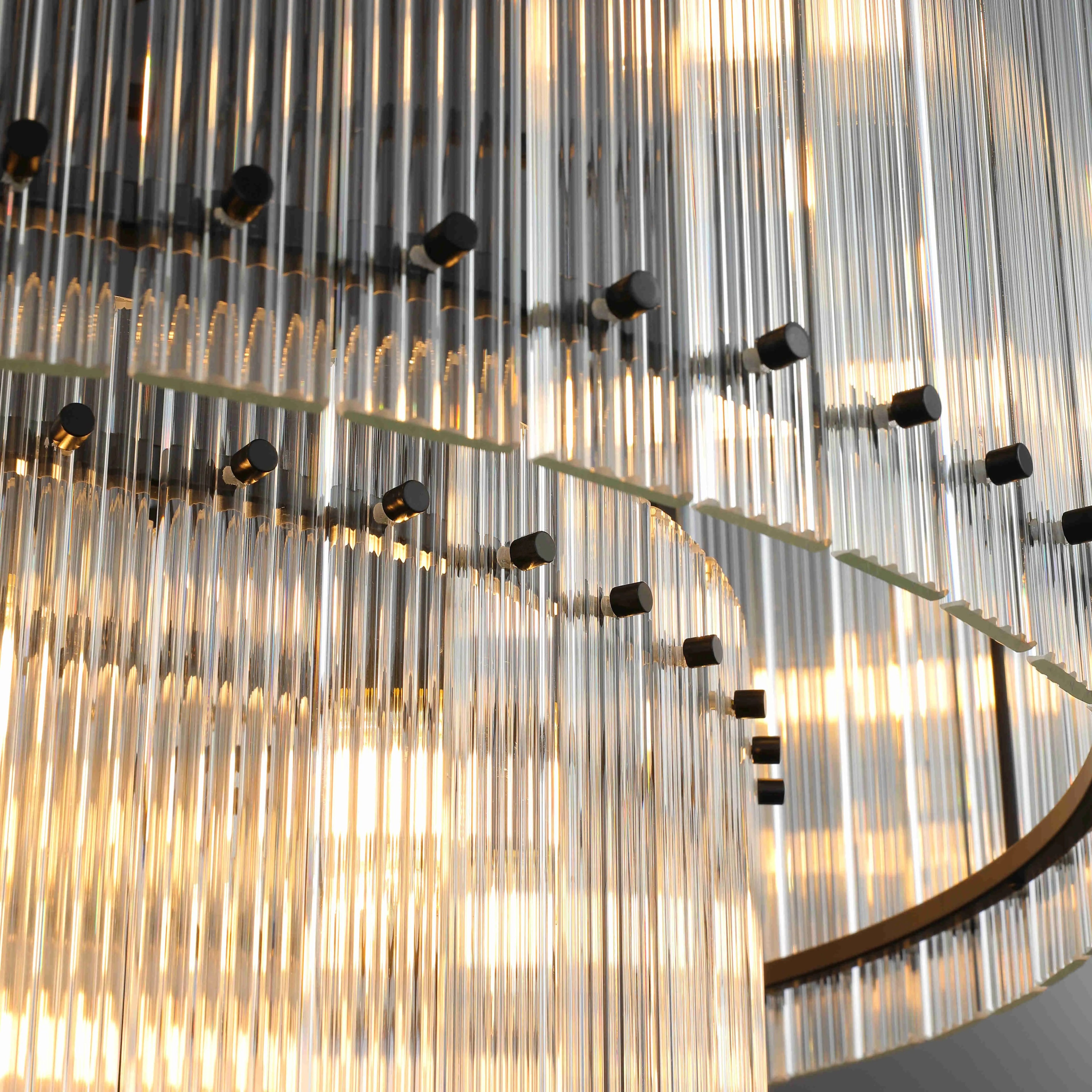 37 Inch Ribbed Glass Two-Tier Chandelier - San Marco