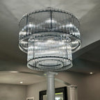37 Inch Ribbed Glass Two-Tier Chandelier - San Marco