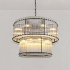 37 Inch Ribbed Glass Two-Tier Chandelier - San Marco