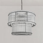 37 Inch Ribbed Glass Two-Tier Chandelier - San Marco