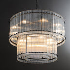 37 Inch Ribbed Glass Two-Tier Chandelier - San Marco