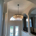 48 Inch Ribbed Glass Two-Tier Chandelier - San Marco