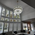 48 Inch Ribbed Glass Two-Tier Round Chandelier - San Marco