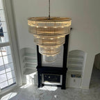 60 Inch Ribbed Glass Two-Tier Chandelier - San Marco