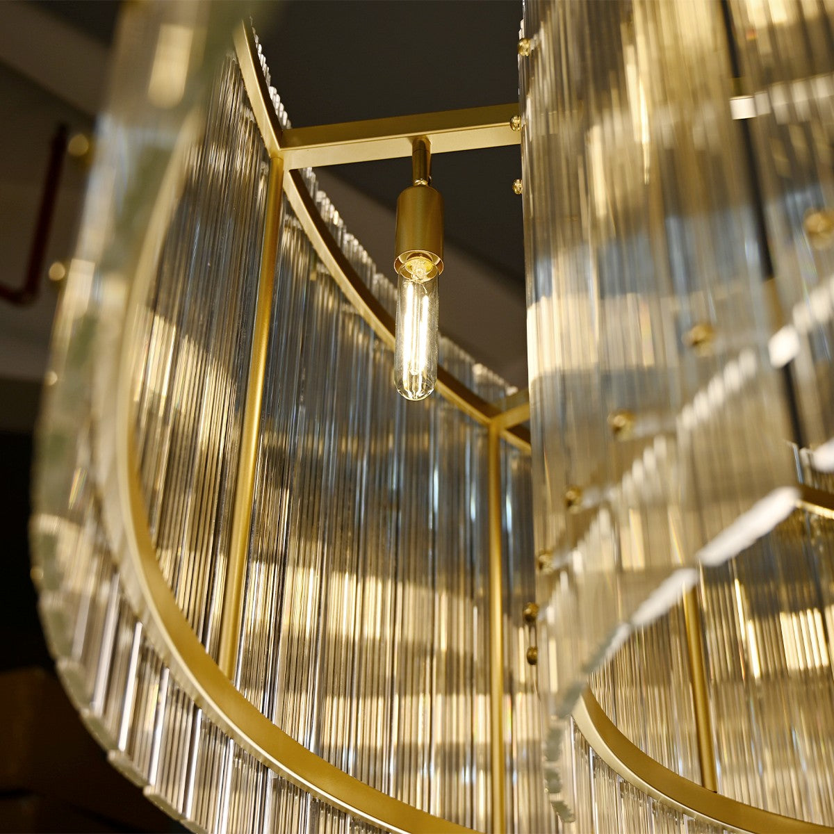 60 Inch Ribbed Glass Two-Tier Chandelier - San Marco