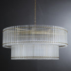 60 Inch Ribbed Glass Two-Tier Chandelier - San Marco