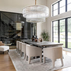 60 Inch Ribbed Glass Two-Tier Chandelier - San Marco