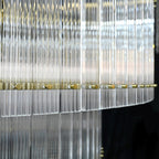 60 Inch Ribbed Glass Two-Tier Chandelier - San Marco