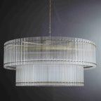 60 Inch Ribbed Glass Two-Tier Chandelier - San Marco