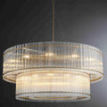 60 Inch Ribbed Glass Two-Tier Round Chandelier - San Marco