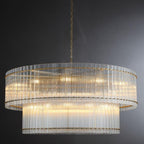60 Inch Ribbed Glass Two-Tier Chandelier - San Marco