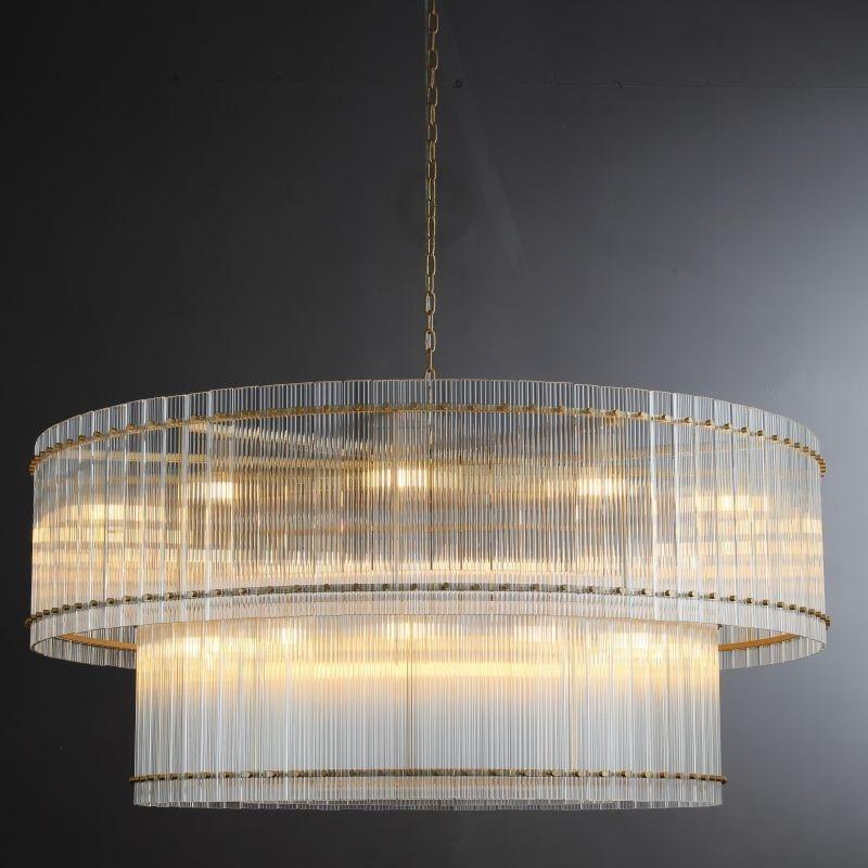 60 Inch Ribbed Glass Two-Tier Chandelier - San Marco