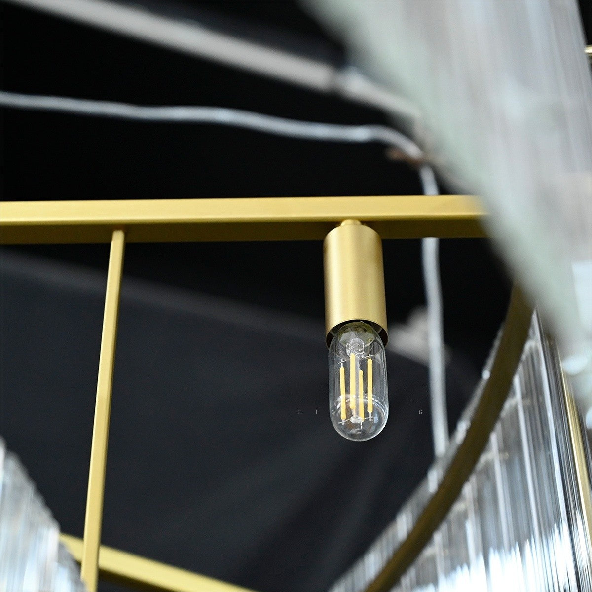 60 Inch Ribbed Glass Two-Tier Chandelier - San Marco
