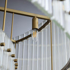 60 Inch Ribbed Glass Two-Tier Chandelier - San Marco