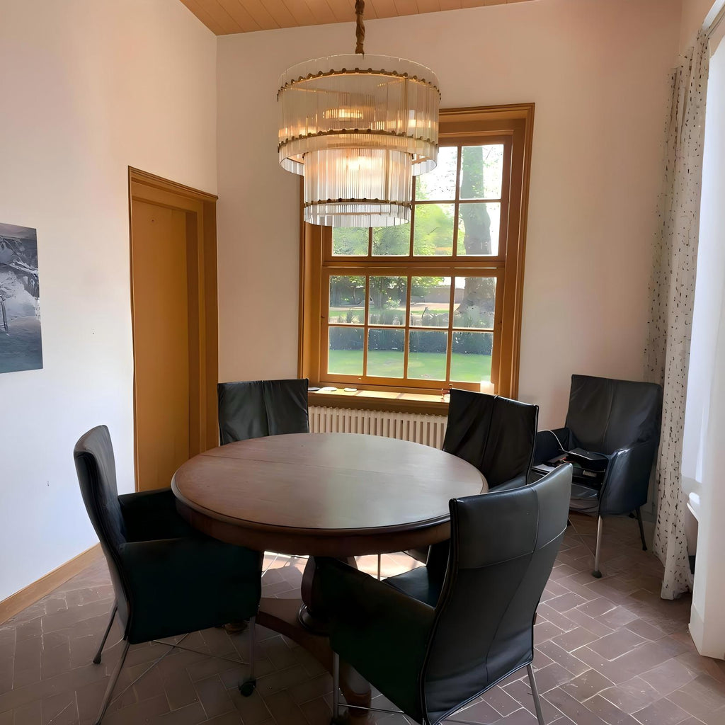 22 Inch Ribbed Glass Two-Tier Chandelier - San Marco