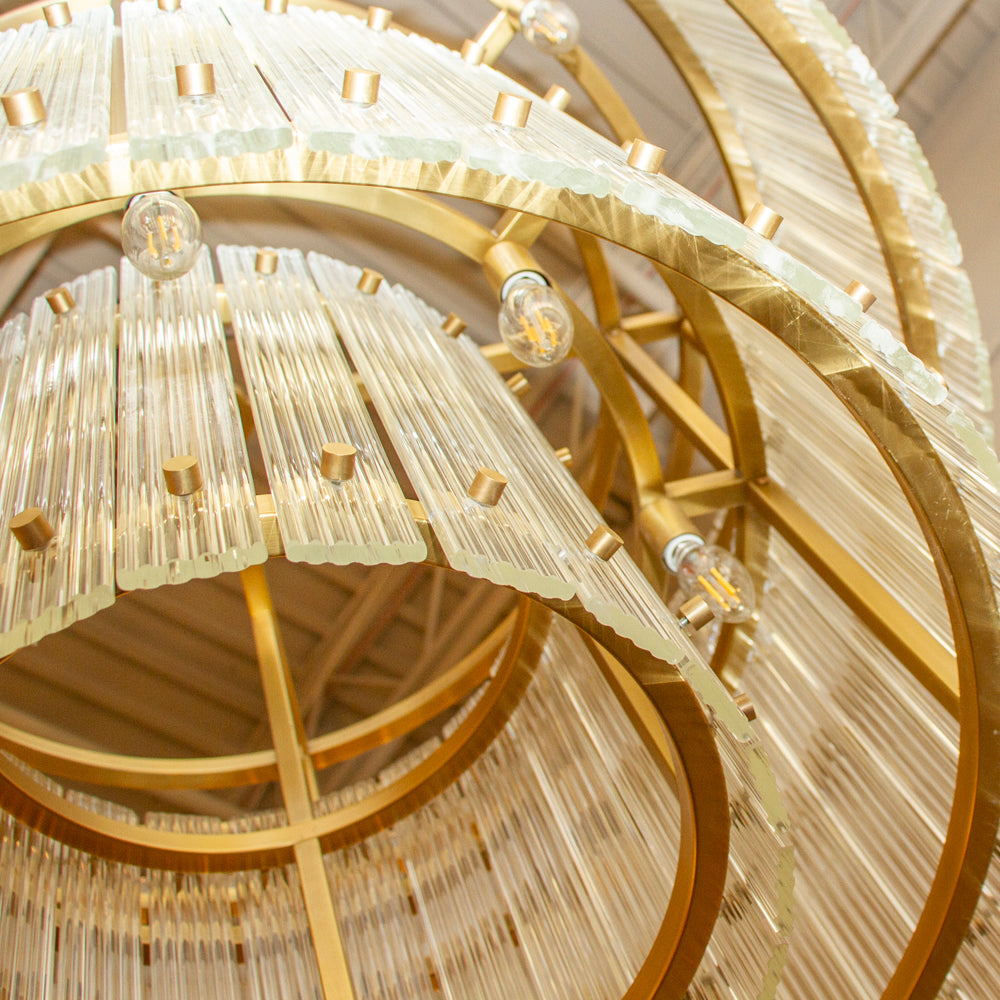 22 Inch Ribbed Glass Two-Tier Chandelier - San Marco