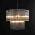 22 Inch Ribbed Glass Two-Tier Round Chandelier - San Marco