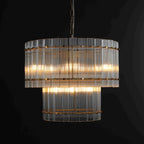 22 Inch Ribbed Glass Two-Tier Round Chandelier - San Marco