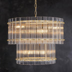 22 Inch Ribbed Glass Two-Tier Chandelier - San Marco