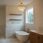 22 Inch Ribbed Glass Two-Tier Chandelier - San Marco