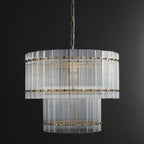 22 Inch Ribbed Glass Two-Tier Chandelier - San Marco