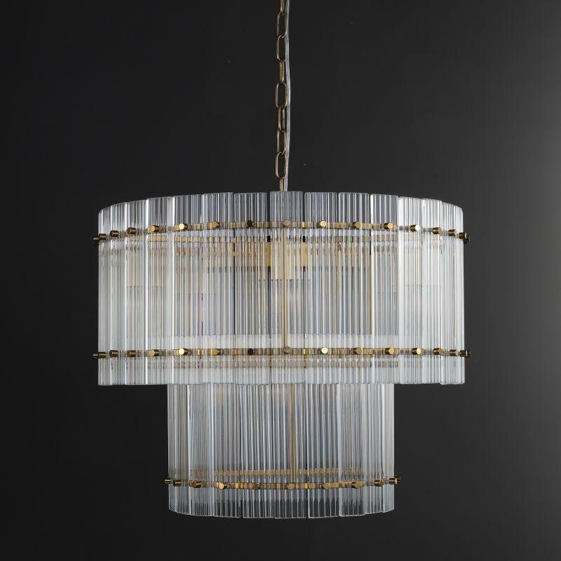 22 Inch Ribbed Glass Two-Tier Chandelier - San Marco