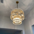 22 Inch Ribbed Glass Two-Tier Chandelier - San Marco