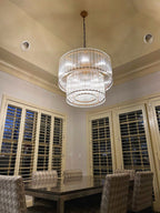 37 Inch Ribbed Glass Two-Tier Chandelier - San Marco