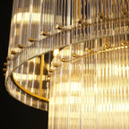 37 Inch Ribbed Glass Two-Tier Chandelier - San Marco