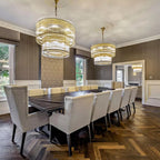 37 Inch Ribbed Glass Two-Tier Round Chandelier - San Marco