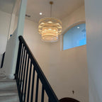 37 Inch Ribbed Glass Two-Tier Chandelier - San Marco
