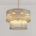 37 Inch Ribbed Glass Two-Tier Round Chandelier - San Marco