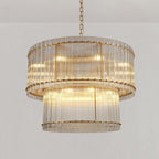 37 Inch Ribbed Glass Two-Tier Chandelier - San Marco