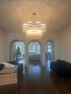 37 Inch Ribbed Glass Two-Tier Chandelier - San Marco