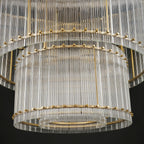 37 Inch Ribbed Glass Two-Tier Chandelier - San Marco