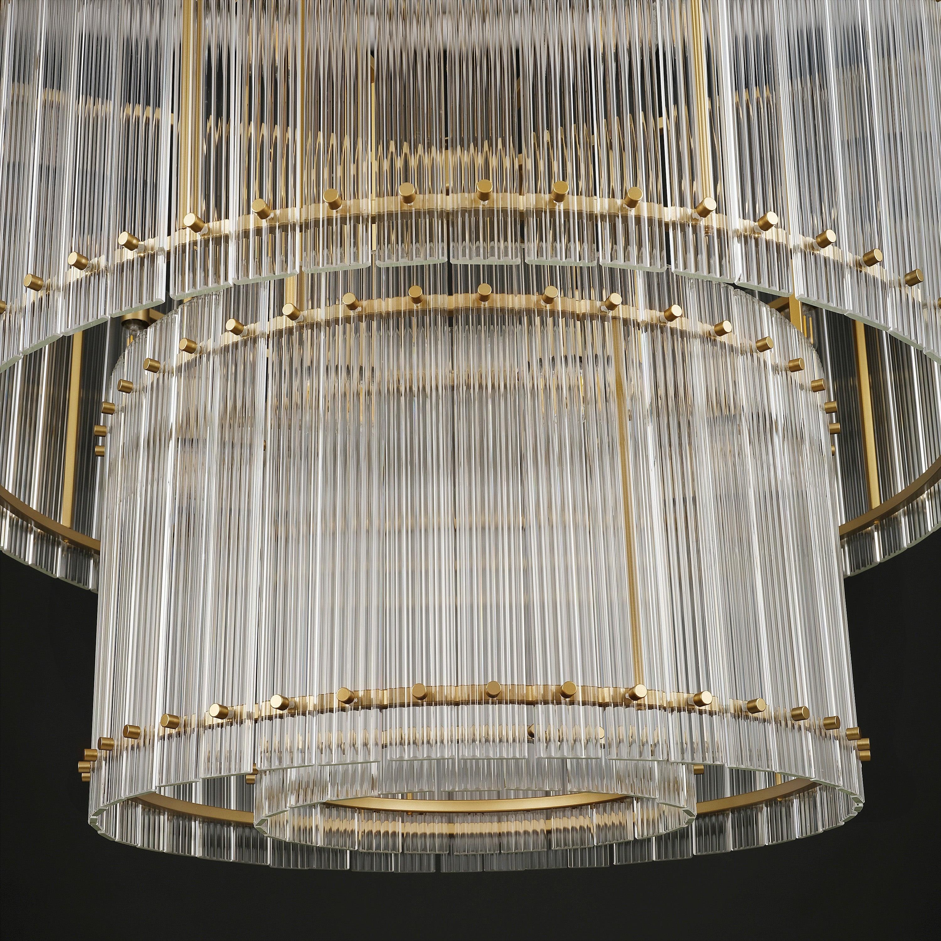 37 Inch Ribbed Glass Two-Tier Chandelier - San Marco