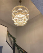 37 Inch Ribbed Glass Two-Tier Chandelier - San Marco