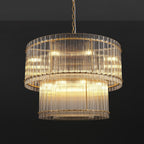 37 Inch Ribbed Glass Two-Tier Chandelier - San Marco
