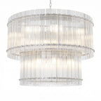 37 Inch Ribbed Glass Two-Tier Chandelier - San Marco