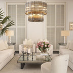 37 Inch Ribbed Glass Two-Tier Chandelier - San Marco
