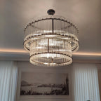 37 Inch Ribbed Glass Two-Tier Round Chandelier - San Marco