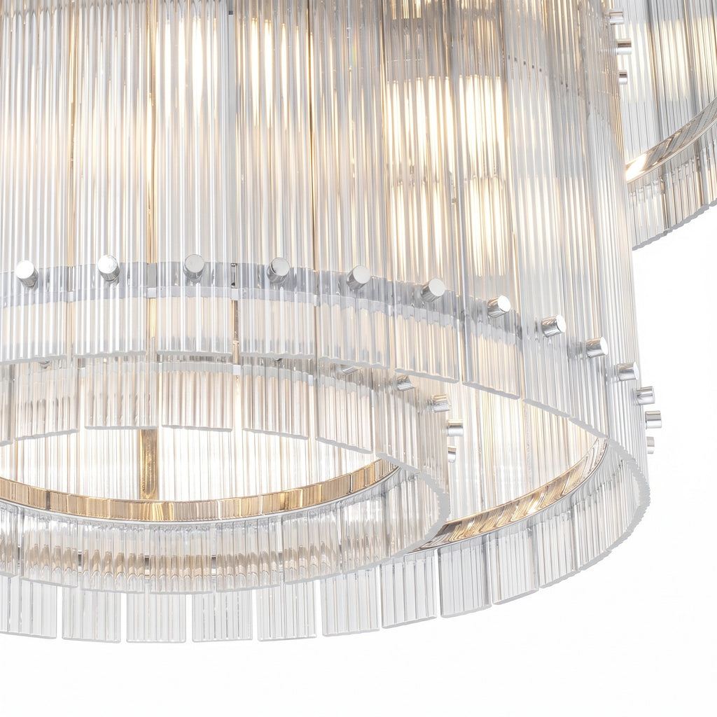 37 Inch Ribbed Glass Two-Tier Chandelier - San Marco