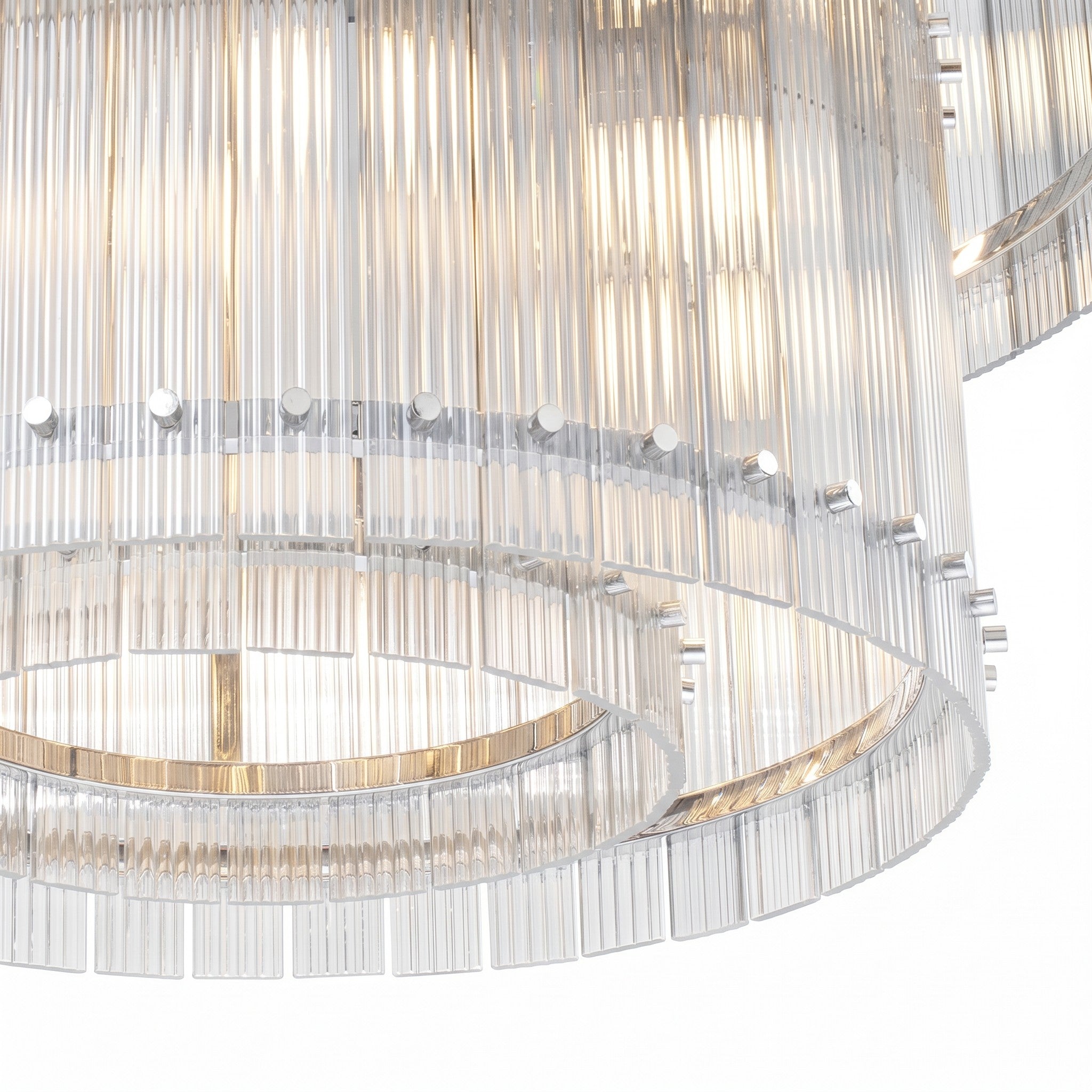 37 Inch Ribbed Glass Two-Tier Chandelier - San Marco