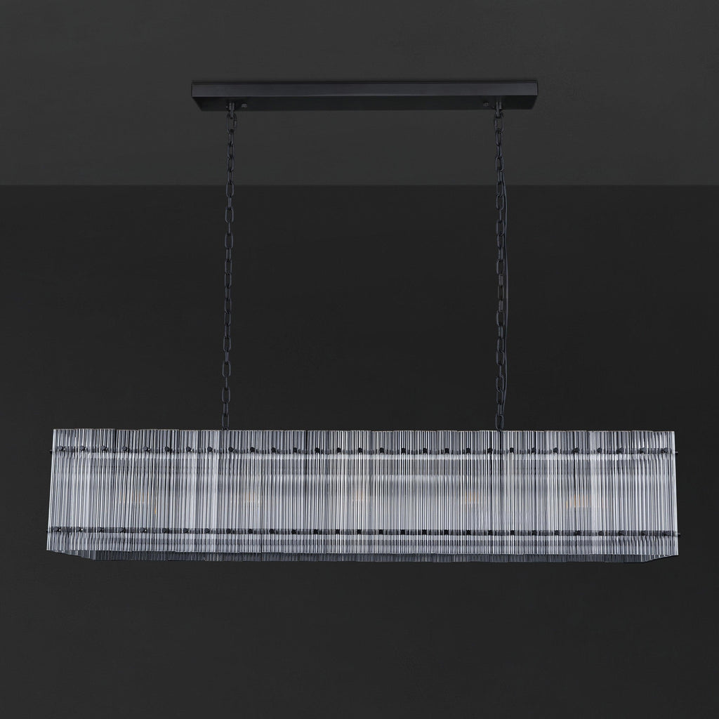 54 Inch Ribbed Glass Rectangular Chandelier - San Marco