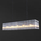 54 Inch Ribbed Glass Rectangular Chandelier - San Marco