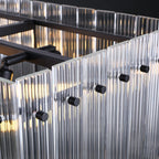 54 Inch Ribbed Glass Rectangular Chandelier - San Marco