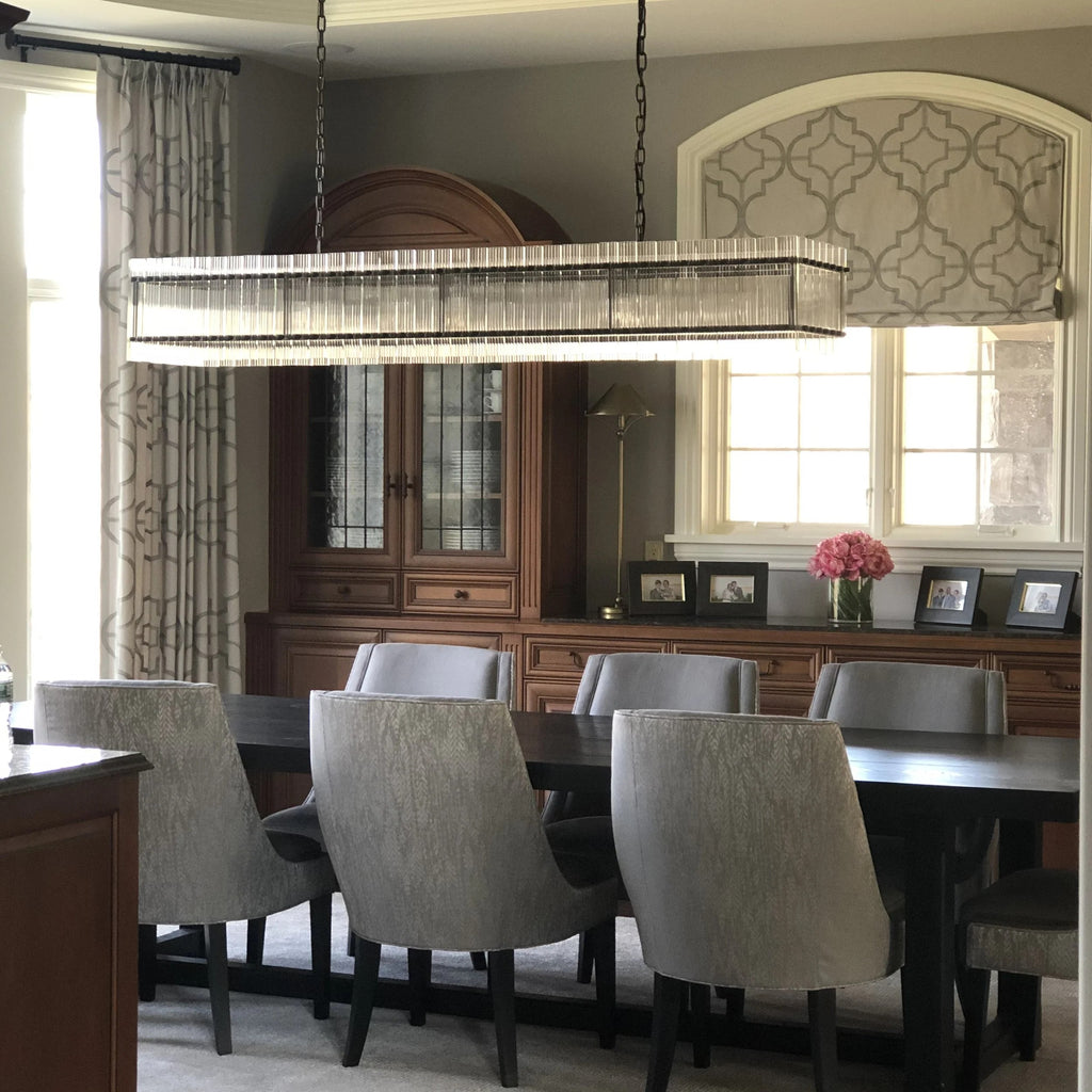 72 Inch Ribbed Glass Rectangular Chandelier - San Marco