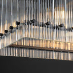 72 Inch Ribbed Glass Rectangular Chandelier - San Marco