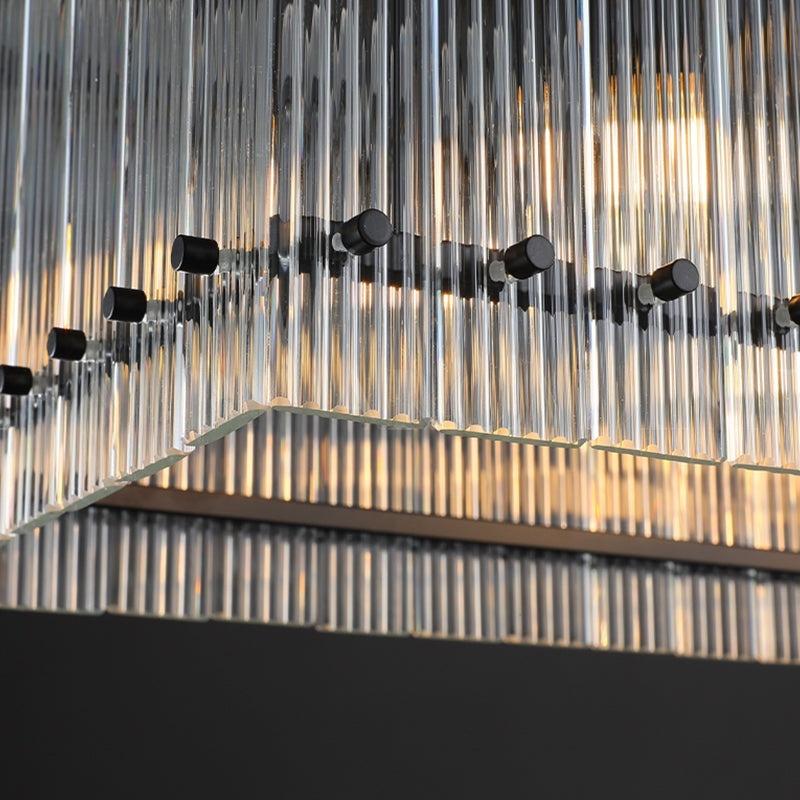 72 Inch Ribbed Glass Rectangular Chandelier - San Marco